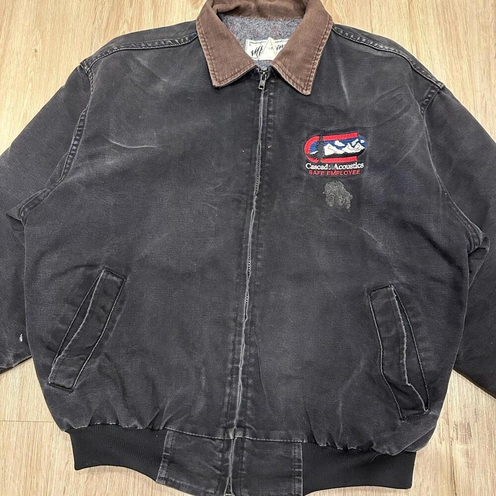 Vintage MA Klein Detroit Jacket Mens L Faded Black Full Zip Blanket Lined Duck - Picture 3 of 9